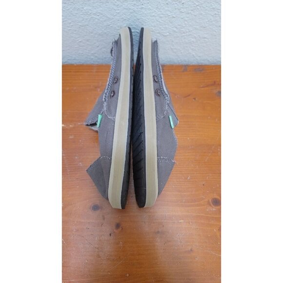 Sanuk Mens Brown Canvas Slip-On Shoes With Frayed Edges - Eco-Friendly & Comfort - Picture 6 of 11